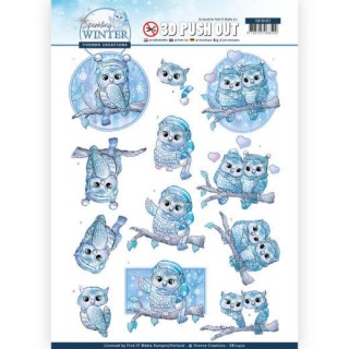 (SB10402)3D Pushout - Yvonne Creations - Sparkling Winter - Winter Owls