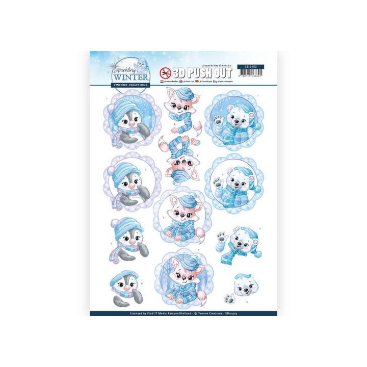 (SB10403)3D Pushout - Yvonne Creations - Sparkling Winter - Winter Friends