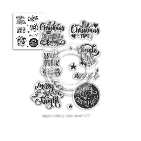 (PD7967)Polkadoodles Merry & Bright Christmas Greetings Clear Stamps