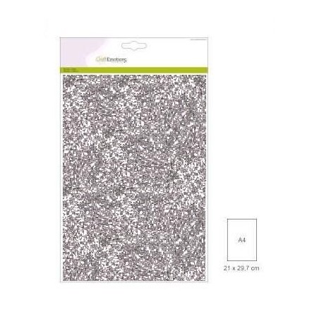 (001290/0165)CraftEmotions glitterpapier 5 vel zilver +/- 29x21cm 120gr