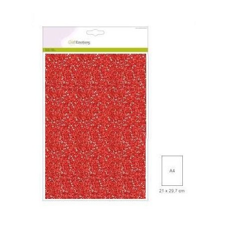 (001290/0145)CraftEmotions glitter paper 5 Sh red +/- 29x21cm 120gr