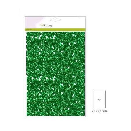 (001290/0105)CraftEmotions glitter paper 5 Sh Christmas green +/- 29x21cm 120gr