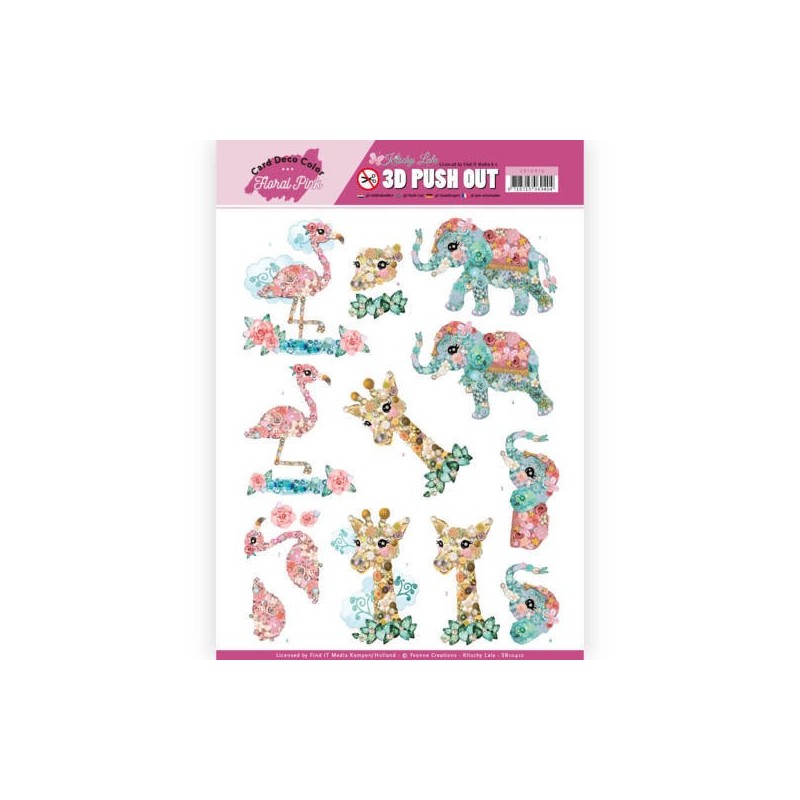 (SB10410)3D Pushout - Yvonne Creations - Floral Pink (Kitschy Lala) - Kitschy Animals
