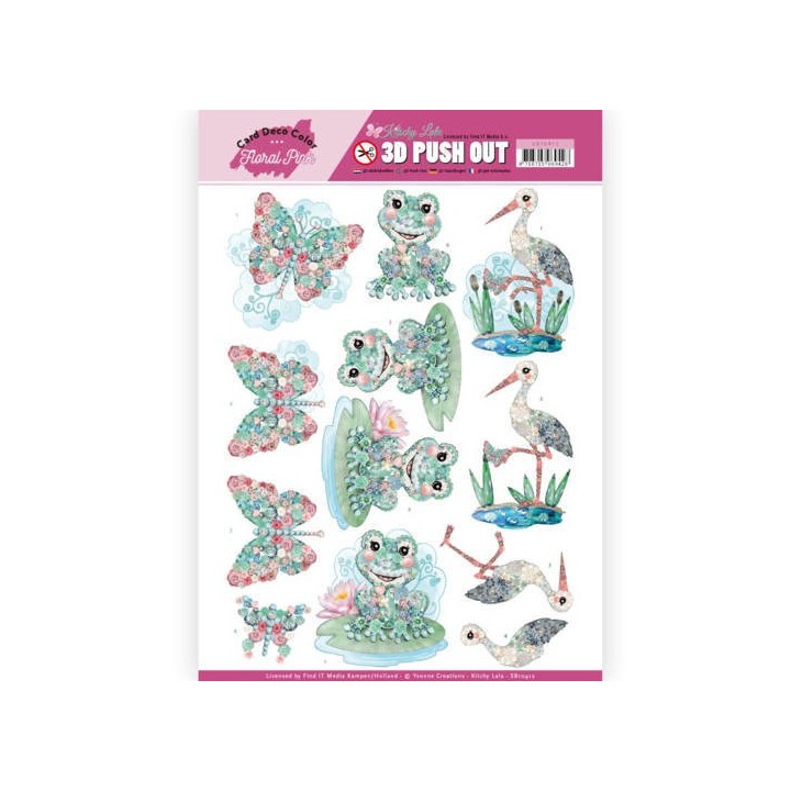 (SB10412)3D Pushout - Yvonne Creations - Floral Pink (Kitschy Lala) - Kitschy Frog