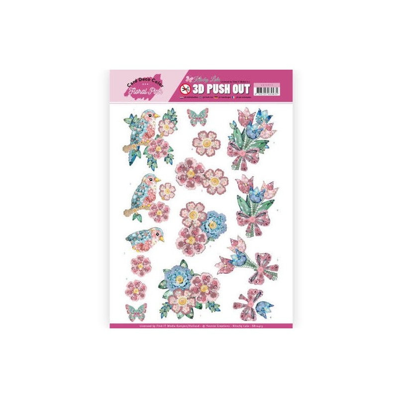(SB10413)3D Pushout - Yvonne Creations - Floral Pink (Kitschy Lala) - Kitchy Flowers