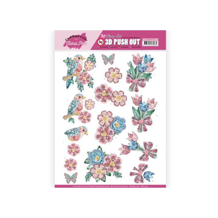 (SB10413)3D Pushout - Yvonne Creations - Floral Pink (Kitschy Lala) - Kitchy Flowers