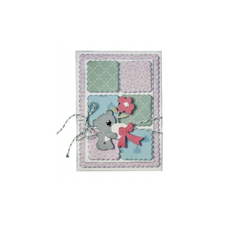 (6002/1307)Cutting embossing debossing dies Teddy bear wiht flower