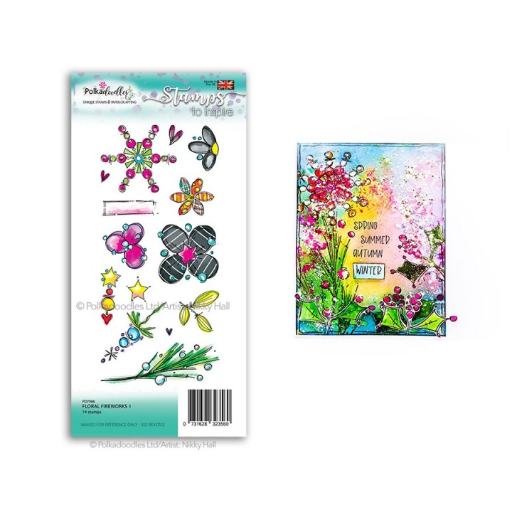 (PD7986)Polkadoodles Floral Fireworks 1 Clear Stamp