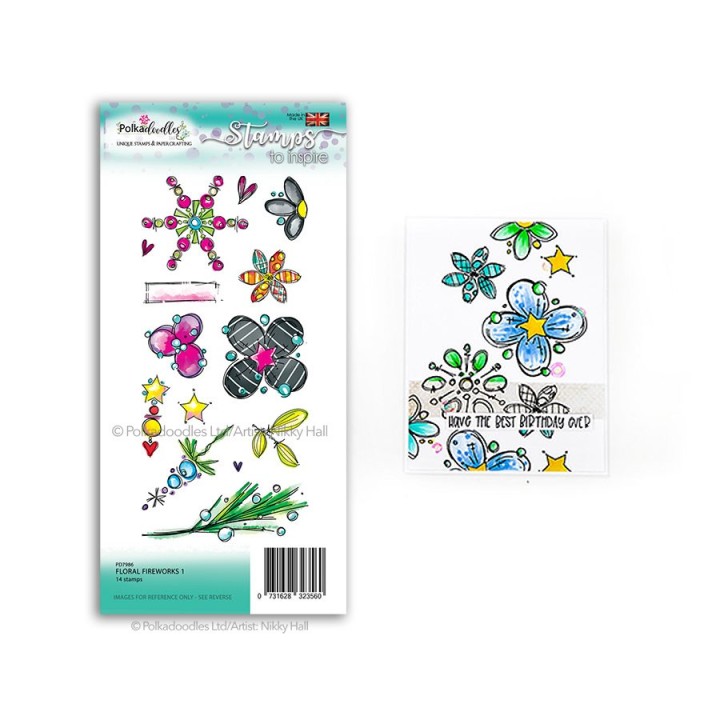 (PD7986)Polkadoodles Floral Fireworks 1 Clear Stamp