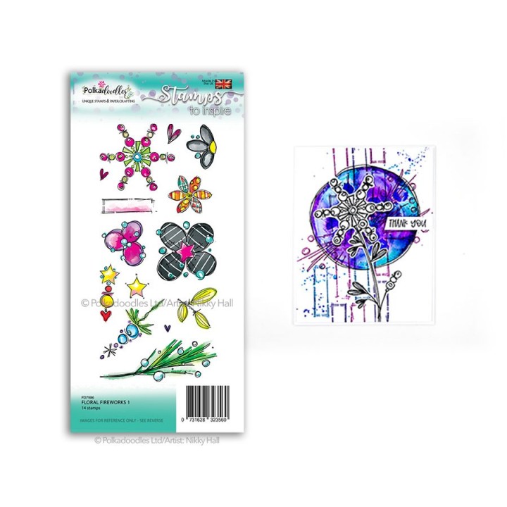 (PD7986)Polkadoodles Floral Fireworks 1 Clear Stamp
