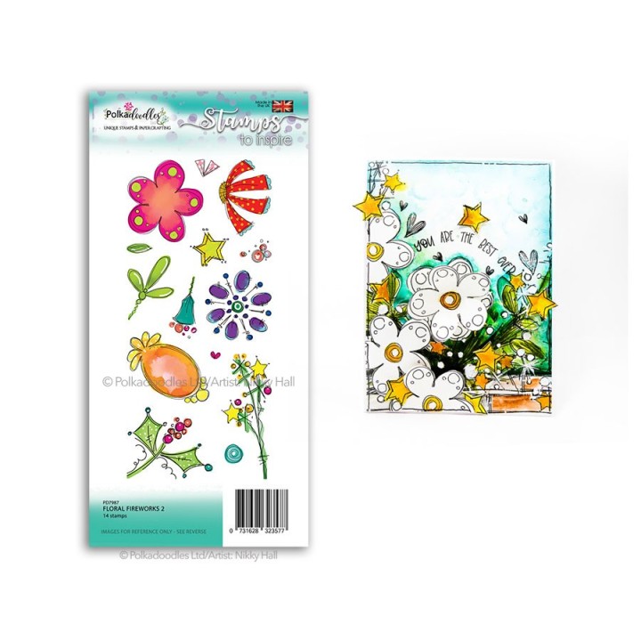 (PD7987)Polkadoodles Floral Fireworks 2 Clear Stamp