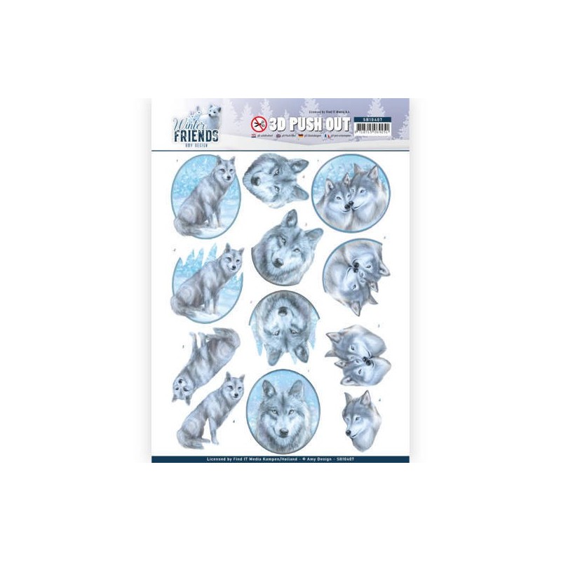 (SB10407)3D Pushout - Amy Design - Winter Friends - Winter Wolves