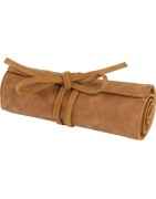 (180010)Faber Castell Etui rouleau faux cuir marron vide