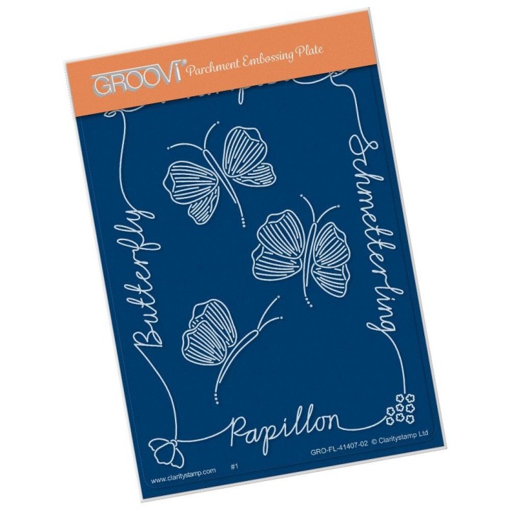 (GRO-FL-41407-02)Groovi® plate A6 FLORAL BUTTERFLY