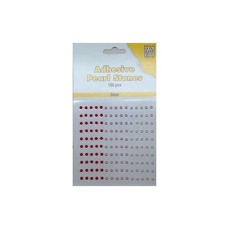 (APS301)Nellie`s Choice Adhesive pearls 3mm Red - Pink