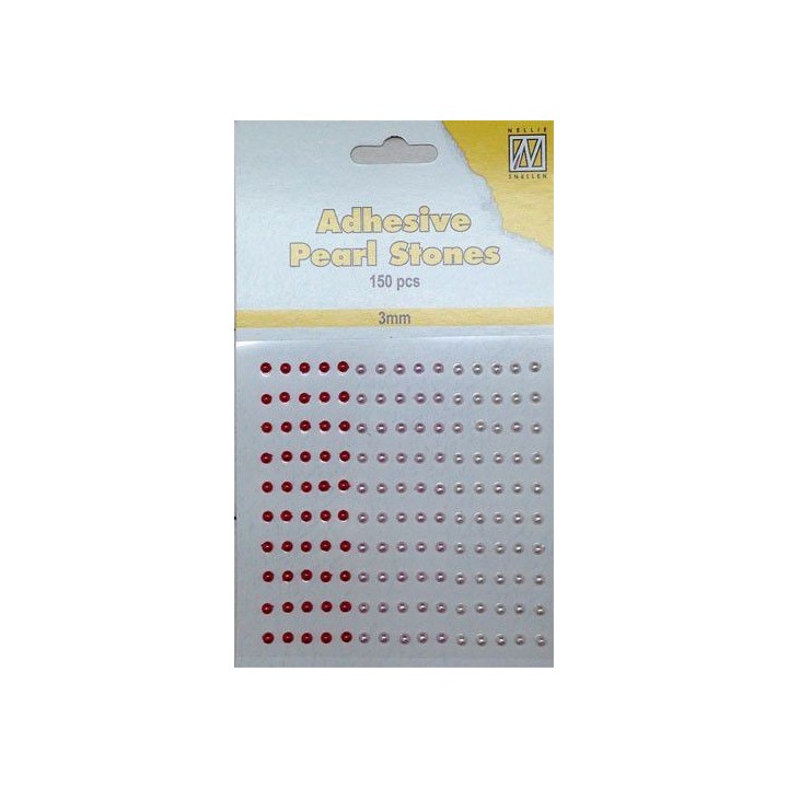 (APS301)Nellie`s Choice Adhesive pearls 3mm Red - Pink