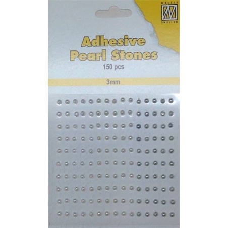 (APS307)Nellie`s Choice Adhesive pearls 3mm White - Ivory - Silver