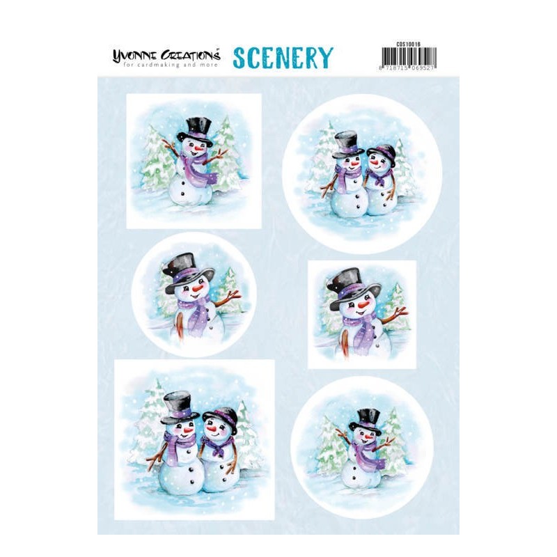 (CDS10016)Scenery - Yvonne Creations – Happy Snowmen