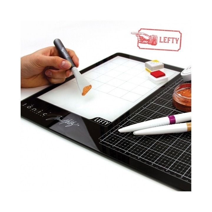 (1913E)Tonic Studios Tools - Glass Media Mat (58,4x35,6cm) Tim Holtz Left handed