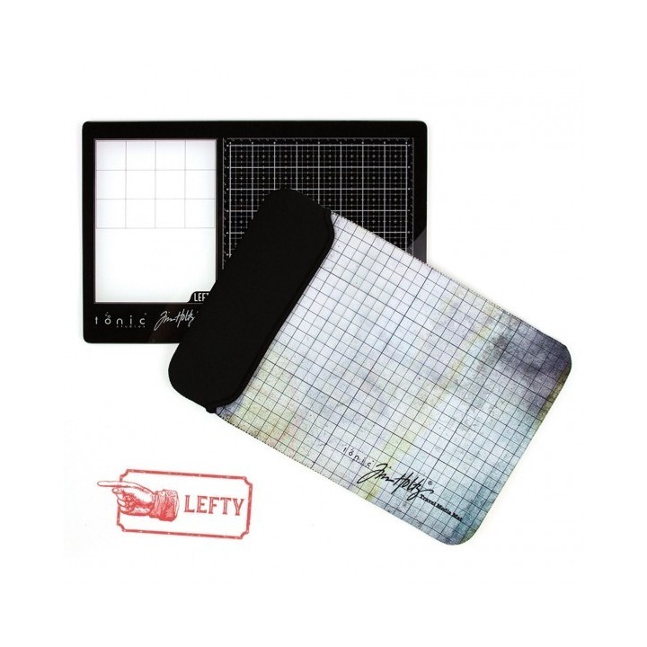 (2632E)Tonic Studios Tools - Travel Glass media mat (40,0x26,0cm) Left handed Tim Holtz
