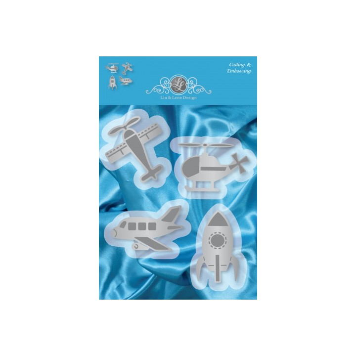 (1201/0066)Lin & Lene stencil airplane (2x)-helicopter-racket