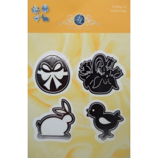 (1201/0058)Lin & Lene stencil Rabbit-chick-egg basket