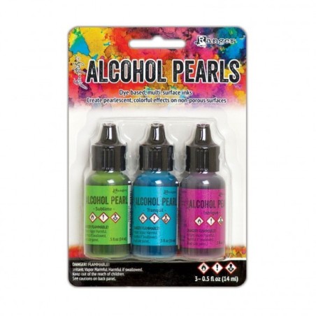(TANK65524)Ranger • Tim Holtz alcohol pearls kit 2 Sublime, Tranquil, Intrigue