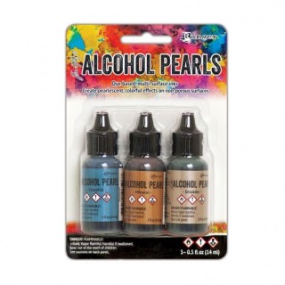 (TANK65548)Ranger • Tim Holtz alcohol pearls kit 4 Celestial, Mineral, Smolder