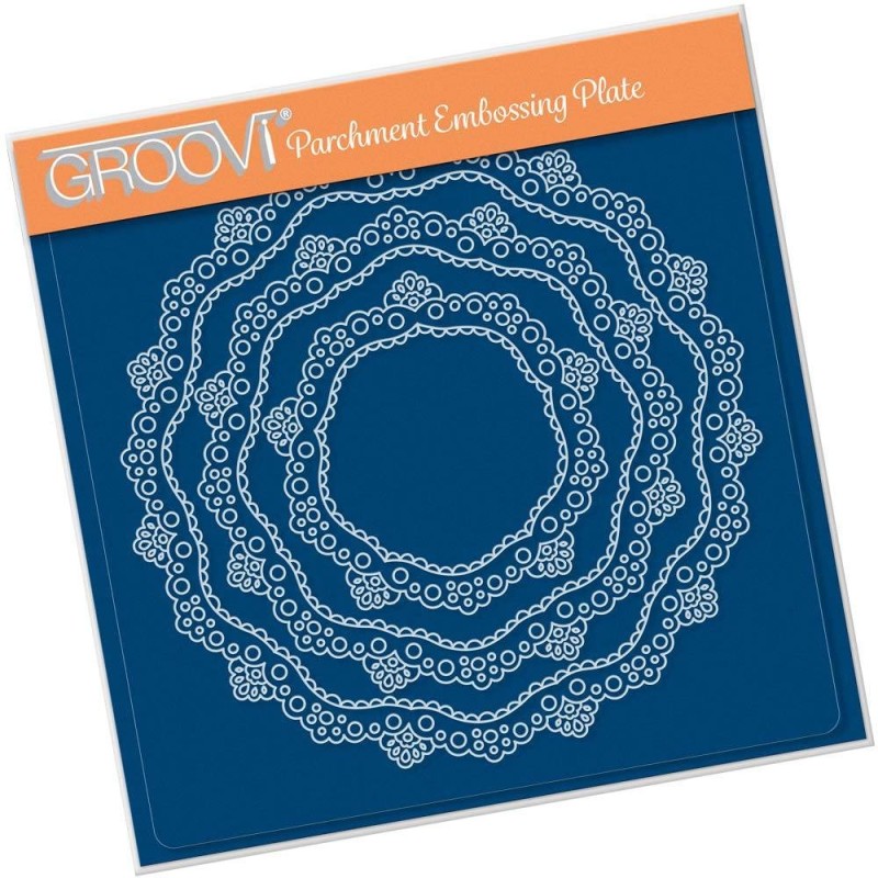 (GRO-FL-41428-03)Groovi Plate A5 NESTED LACE DOILY BORDER