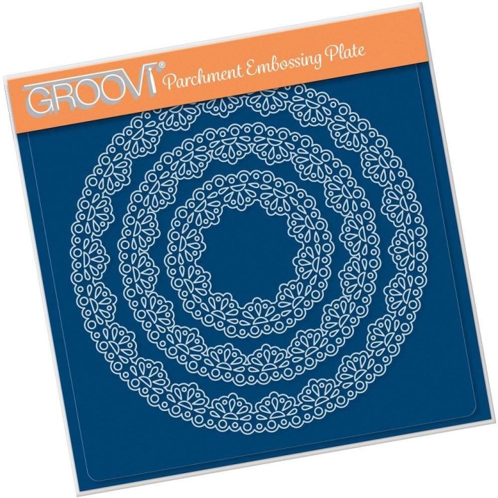 (GRO-PA-41431-03)Groovi Plate A5 NESTED LACE FAN BORDER