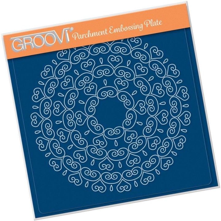 (GRO-PA-41429-03)Groovi Plate A5 NESTED LACE HEARTS BORDER