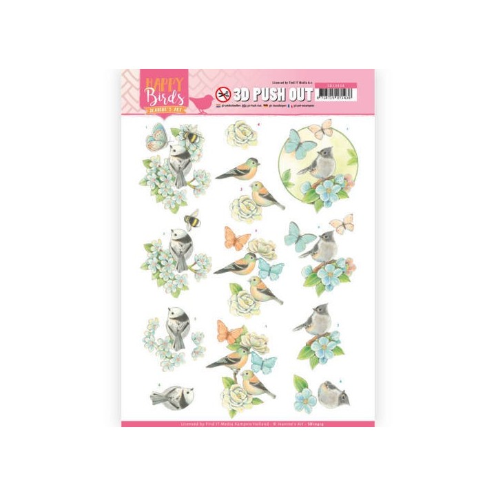 (SB10414)3D Pushout - Jeanine's Art - Happy Birds - Blue Dance