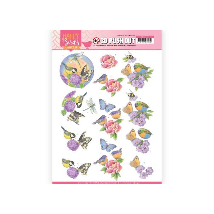 (SB10416)3D Pushout - Jeanine's Art - Happy Birds - Fragrant flowers
