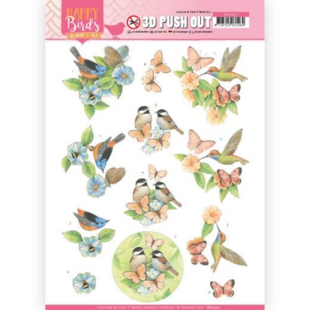 (SB10417)3D Pushout - Jeanine's Art - Happy Birds -Feathered Friends