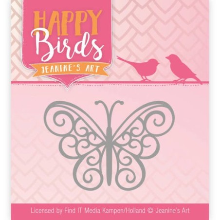 (JAD10096)Dies - Jeanine's Art - Happy Birds - Happy Butterfly