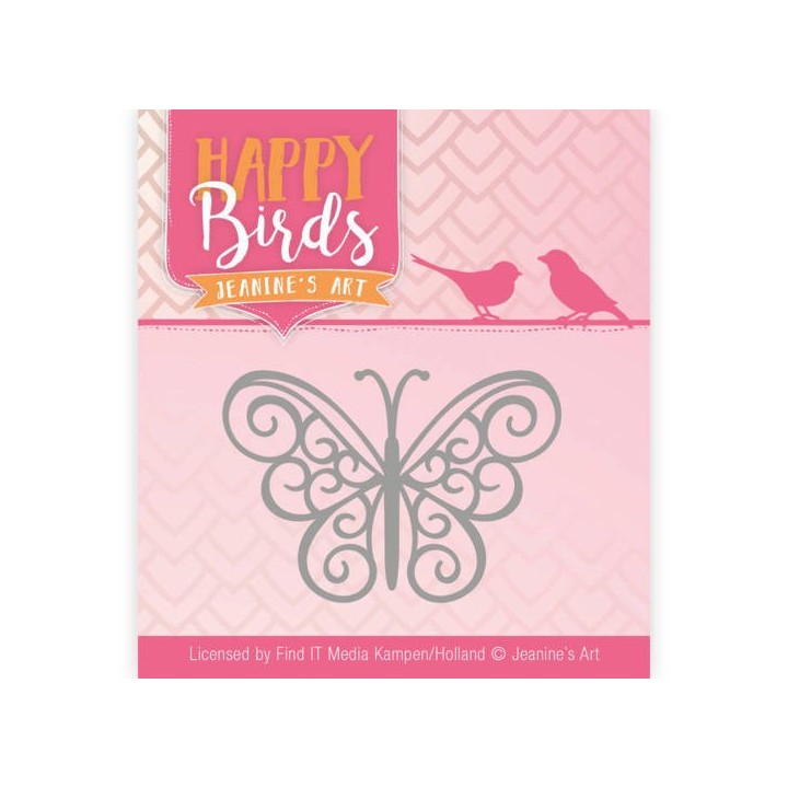 (JAD10096)Dies - Jeanine's Art - Happy Birds - Happy Butterfly