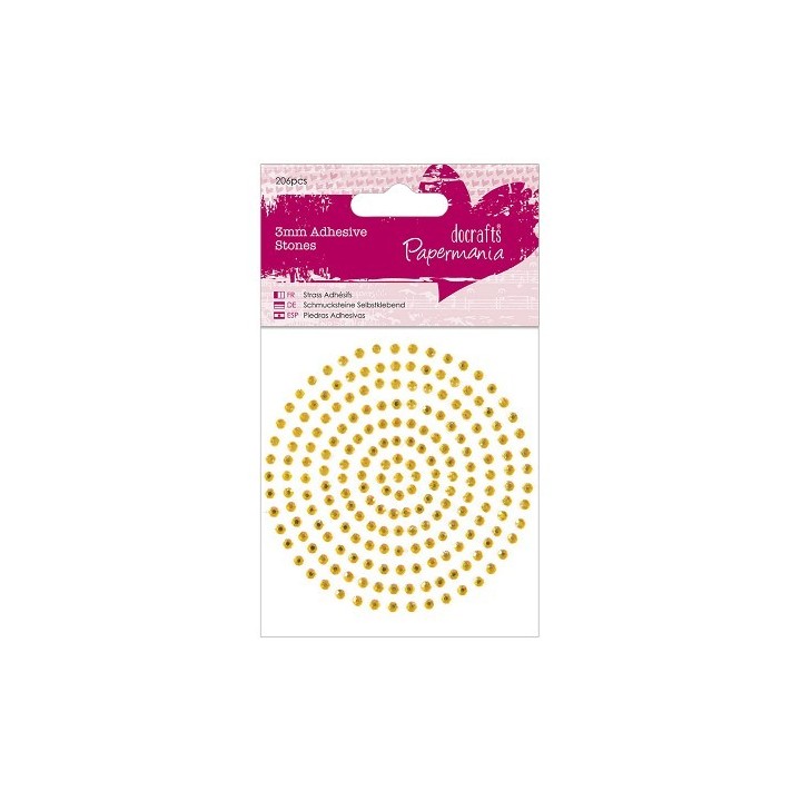(PMA-351619)3mm Adhesive Stones (206pcs) - Gold