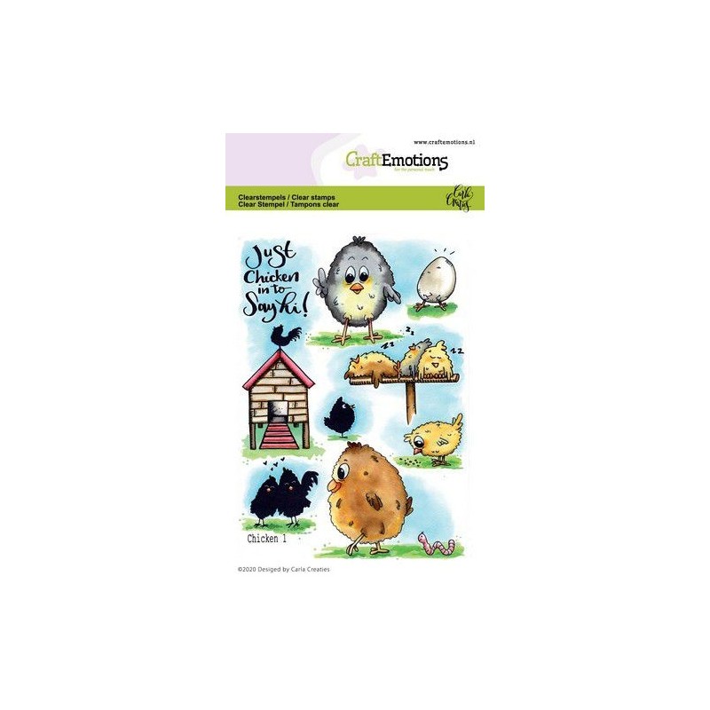 (1666)CraftEmotions clearstamps A6 - Chicken 1 Carla Creaties