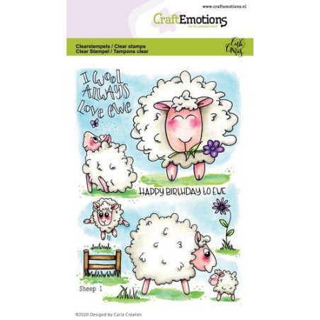 (1673)CraftEmotions clearstamps A6 - Sheep 1 Carla Creaties