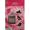 (1201/0046)Lin & Lene stencil bird cage + 3 birds