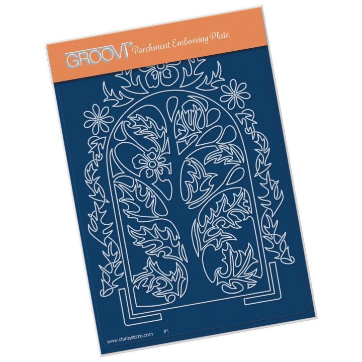 (GRO-FL-41459-02)Groovi® plate A6 MEL'S ORGANIC FLORAL ARCHES - WOODLAND ARCH