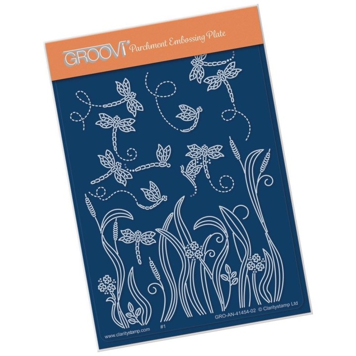 (GRO-AN-41454-02)Groovi® plate A6 BARBARA'S DRAGONFLIES & REEDS