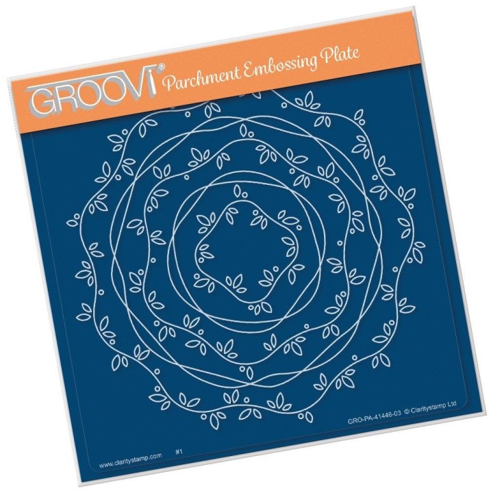 (GRO-PA-41446-03)Groovi Plate A5 NESTED BORDER FRAME - VINES AND RIBBON