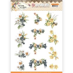 (SB10425)3D Pushout - Precious Marieke - Spring Delight - Violets and Daffodils