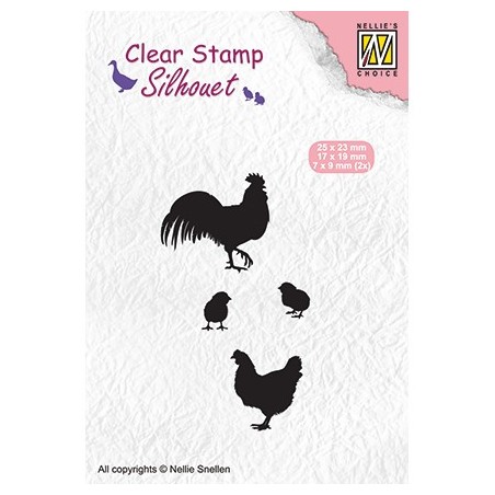 (SIL060)Nellie`s Choice Clearstamp -  rooster, hen and chicks