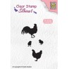 (SIL060)Nellie`s Choice Clearstamp -  rooster, hen and chicks