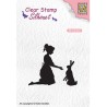 (SIL061)Nellie`s Choice Clearstamp -  girl with hare