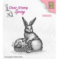 (SPCS013)Nellie`s Choice Clearstamp - Spring- Easter hare with basket