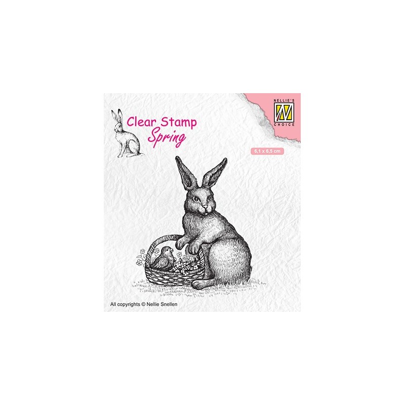 (SPCS013)Nellie`s Choice Clearstamp - Spring- Easter hare with basket