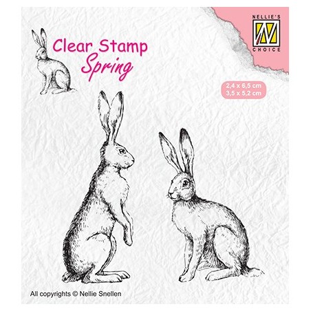 (SPCS014)Nellie`s Choice Clearstamp - Spring- Two hares